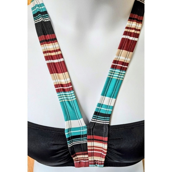 Coastal Blue Women's Halter Bikini Top Size M JadedStripe/Ebony NWT - Picture 4 of 13